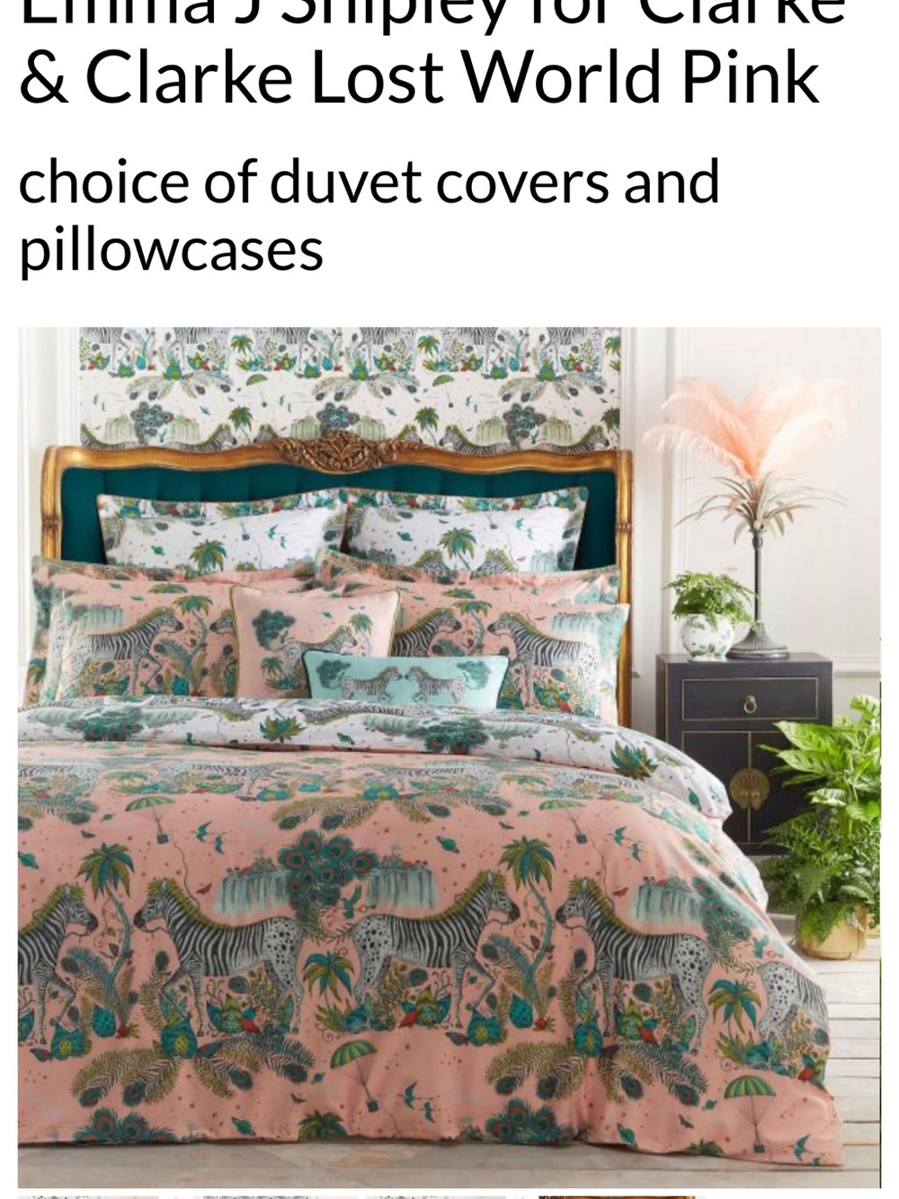 Emma J Shipley Lost World Pink Zebra Print Duvet Cover